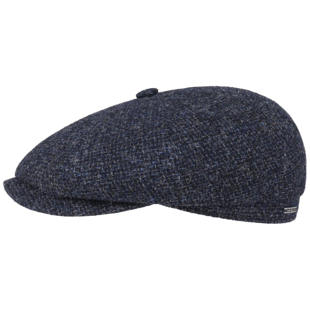Stetson Hatteras Beeswax Shetland Wool Pet Heren - wollen cap newsboy met klep voering voor Herfst/Winter - S (54-55 cm) bruin-blauw Stetson Hatteras Beeswax Shetland Wool Pet Heren - wollen cap newsboy met klep voering voor Herfst/Winter - S (54-55 cm) bruin-blauw